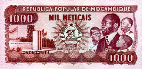 P132c Mozambique 1000 Meticais Year 1989